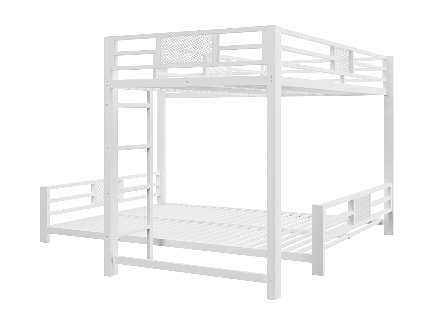L-vormig stapelbed 90x200 en 140x200 cm met lattenbodem - Wit metaal