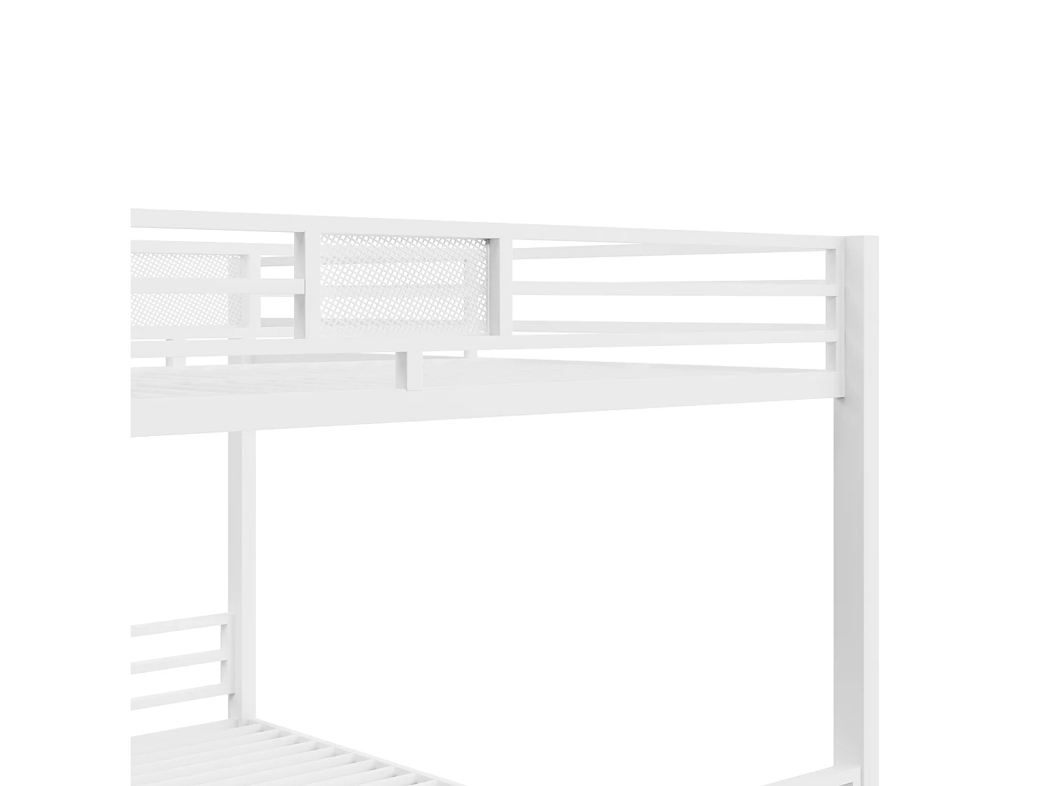 L-vormig stapelbed 90x200 en 140x200 cm met lattenbodem - Wit metaal