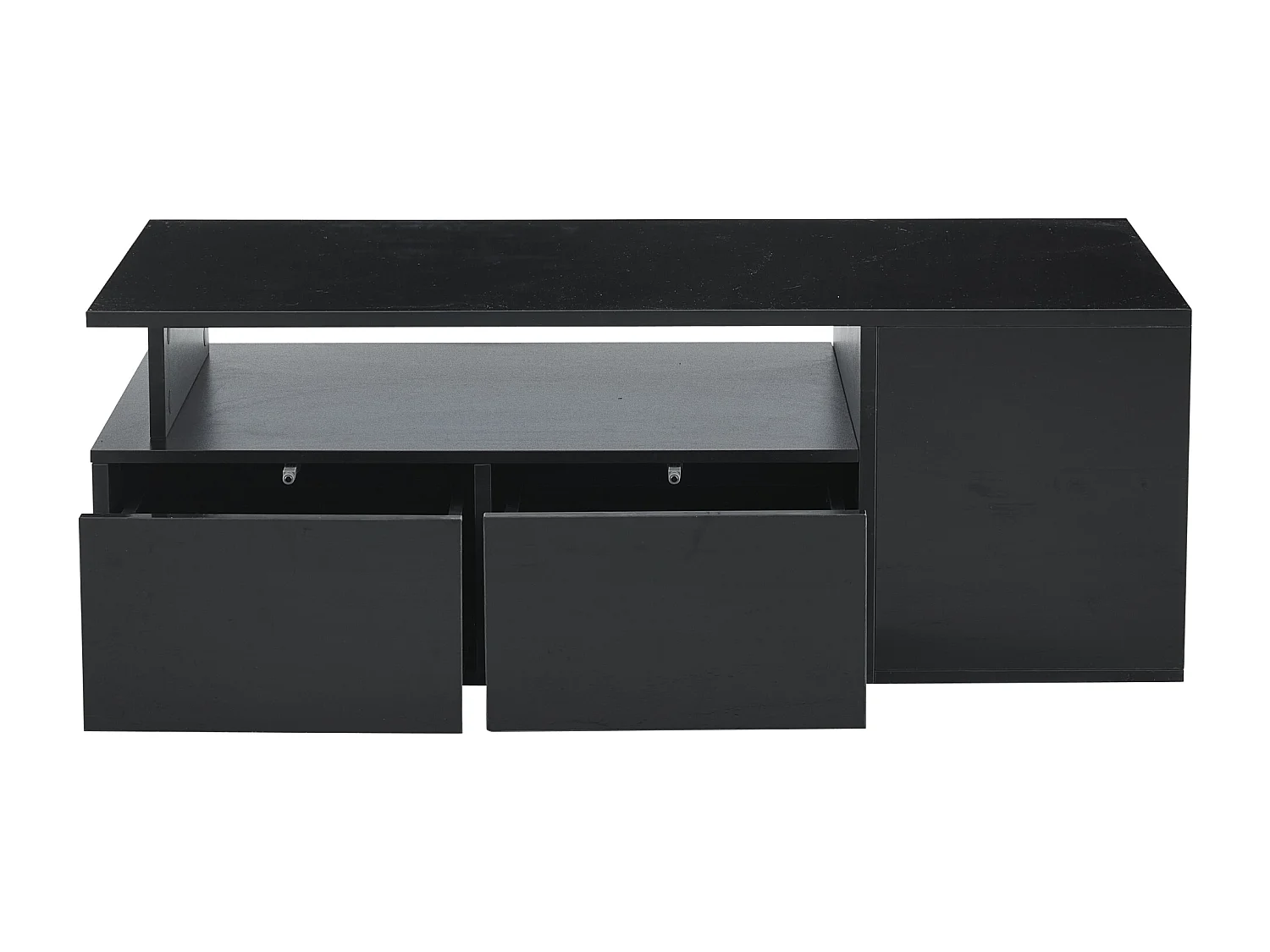 Mesa de centro 100 x 50 x 35 cm con iluminación LED y 2 cajones - Negro