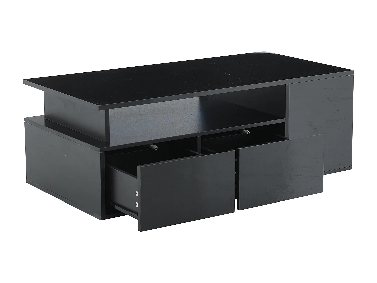 Mesa de centro 100 x 50 x 35 cm con iluminación LED y 2 cajones - Negro