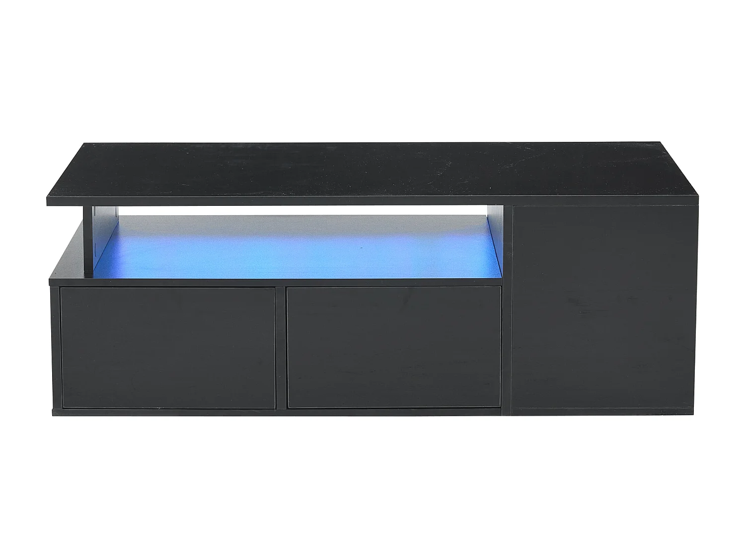 Mesa de centro 100 x 50 x 35 cm con iluminación LED y 2 cajones - Negro