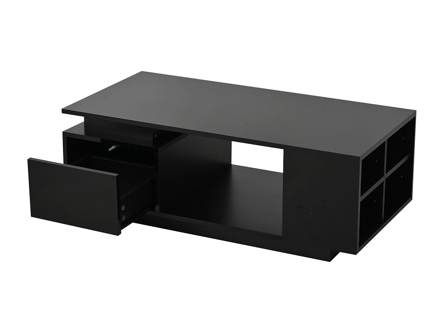 Mesa de centro 100 x 50 x 36 cm con cajón, LED - Negro