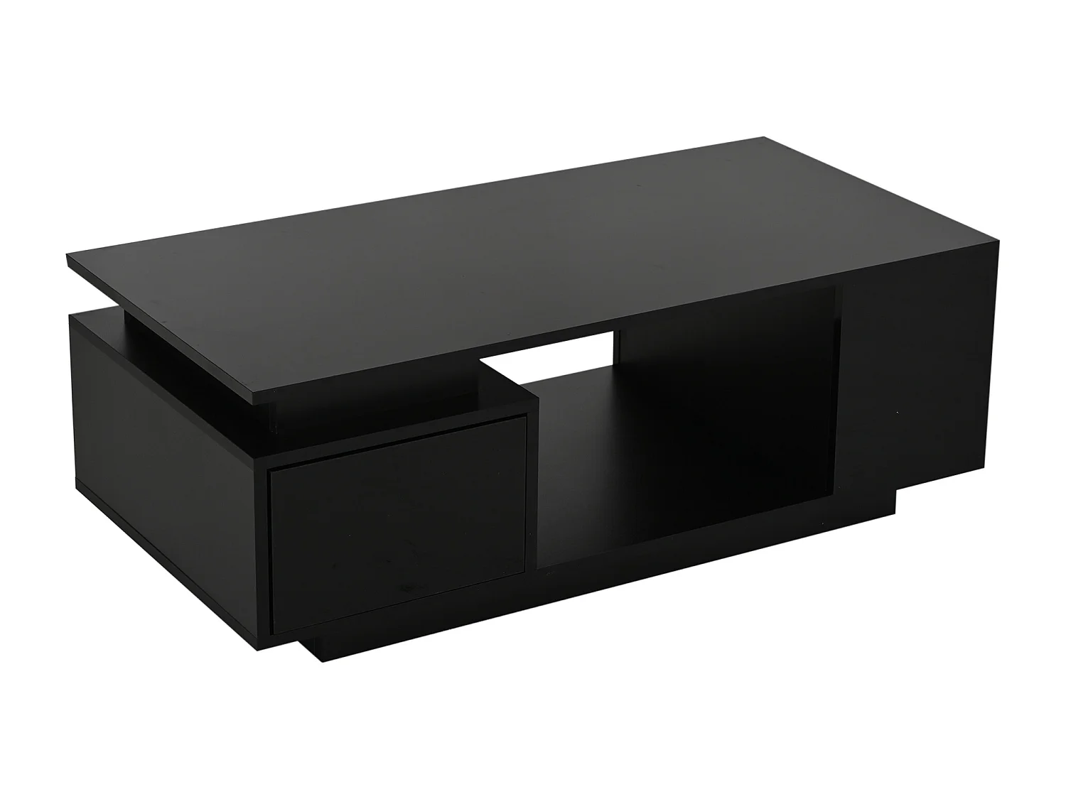 Mesa de centro 100 x 50 x 36 cm con cajón, LED - Negro