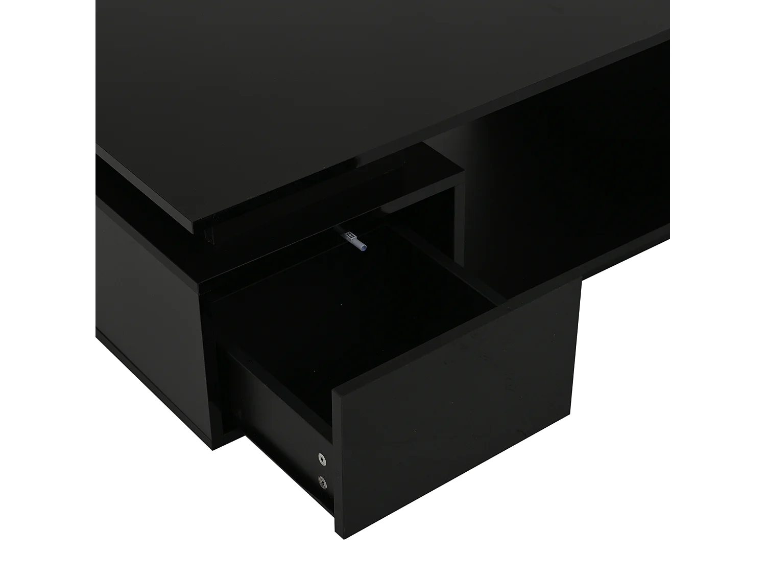 Mesa de centro 100 x 50 x 36 cm con cajón, LED - Negro