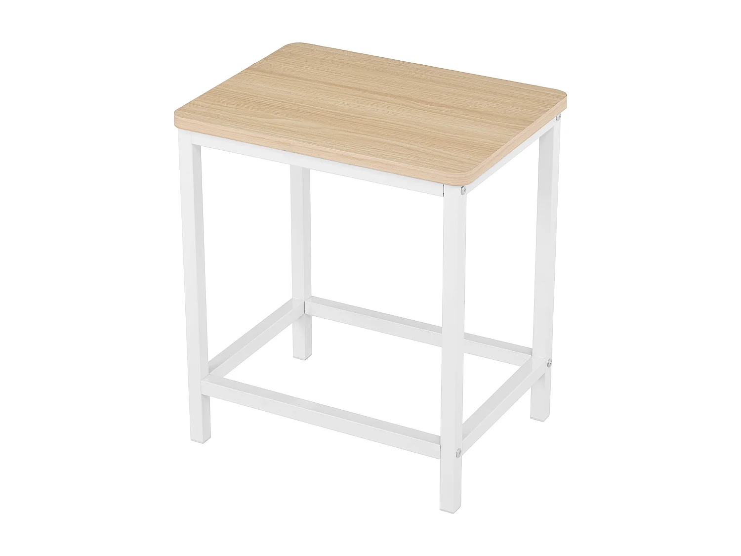 Isla de cocina con ruedas con 2 puertas y 2 sillas - Zona de comedor extensible - Blanco y natural claro