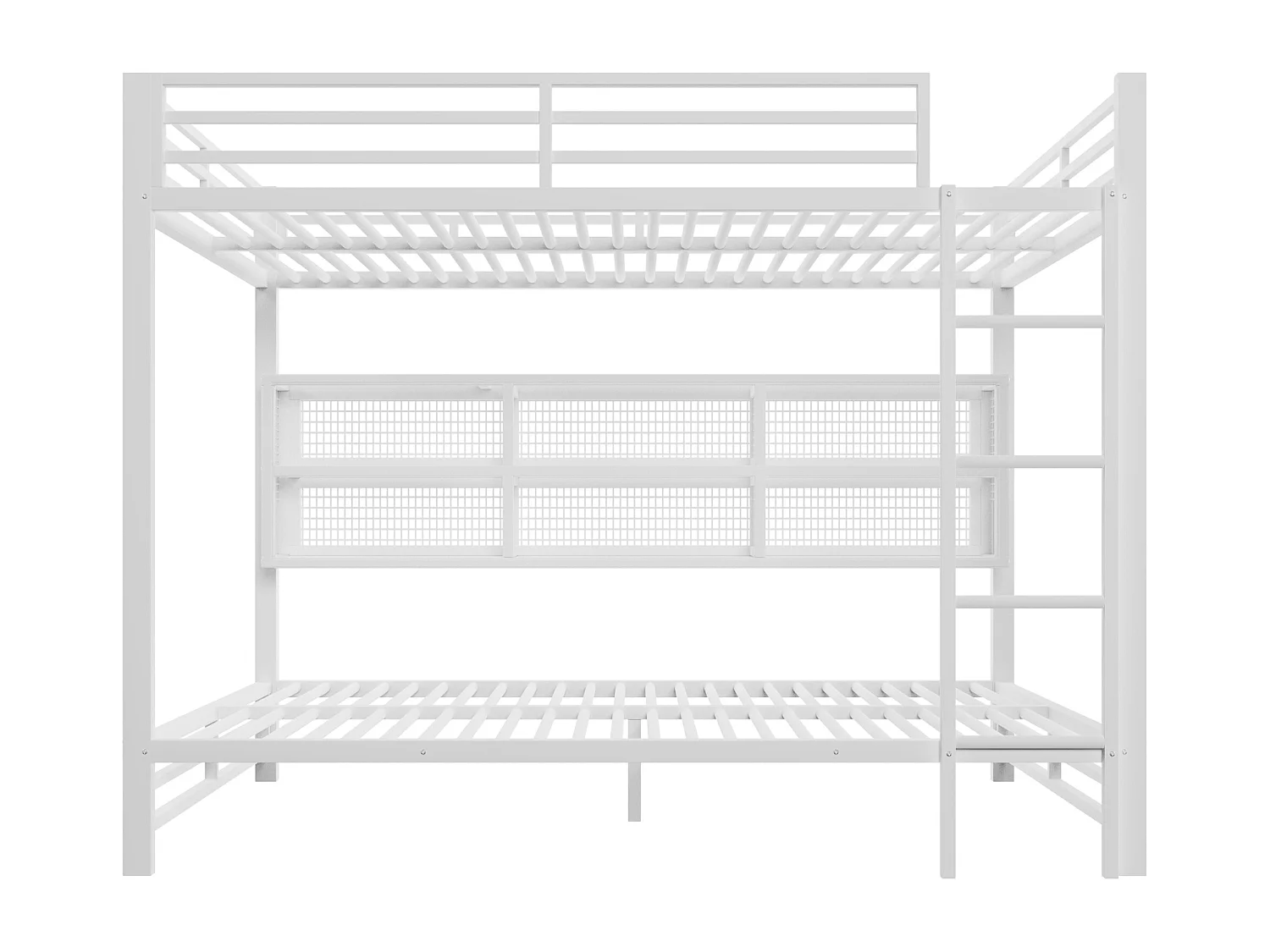 Kinderstapelbed 140x200 met opbergruimte en ledverlichting, wit metaal