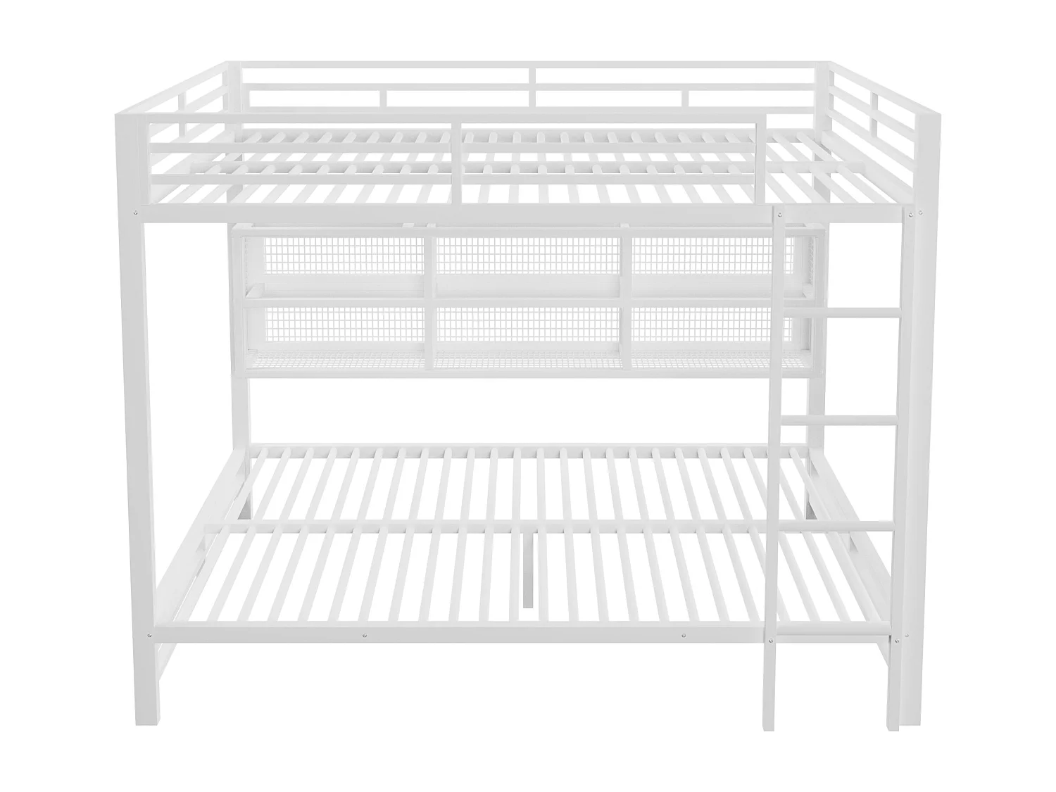 Kinderstapelbed 140x200 met opbergruimte en ledverlichting, wit metaal