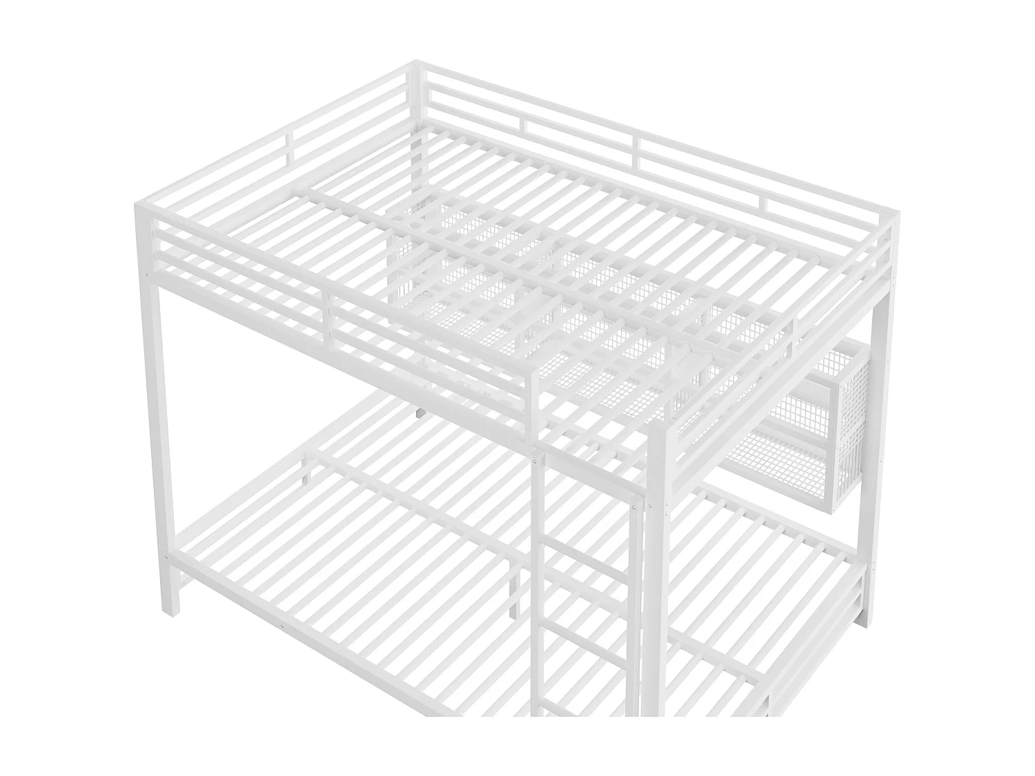 Kinderstapelbed 140x200 met opbergruimte en ledverlichting, wit metaal