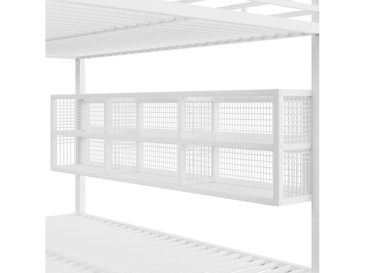 Kinderstapelbed 140x200 met opbergruimte en ledverlichting, wit metaal