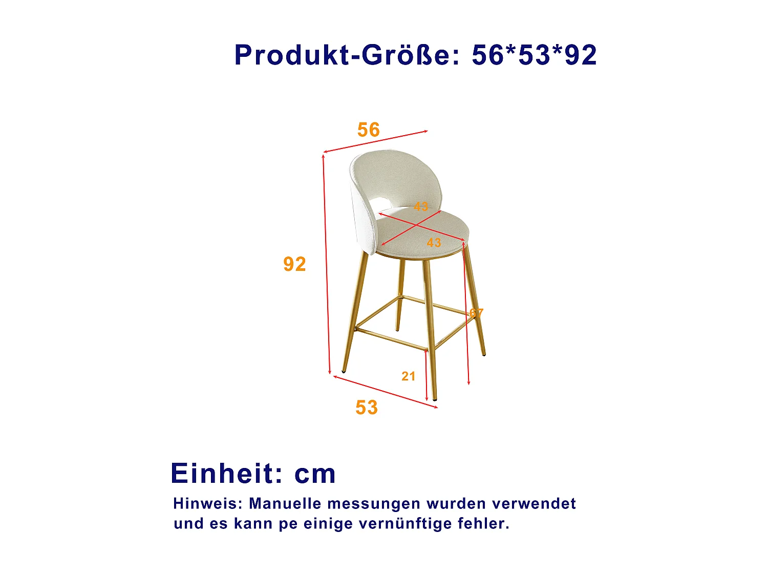 Set van 2 beige stoffen barkrukken - Opengewerkte rugleuning en goudkleurig metalen frame