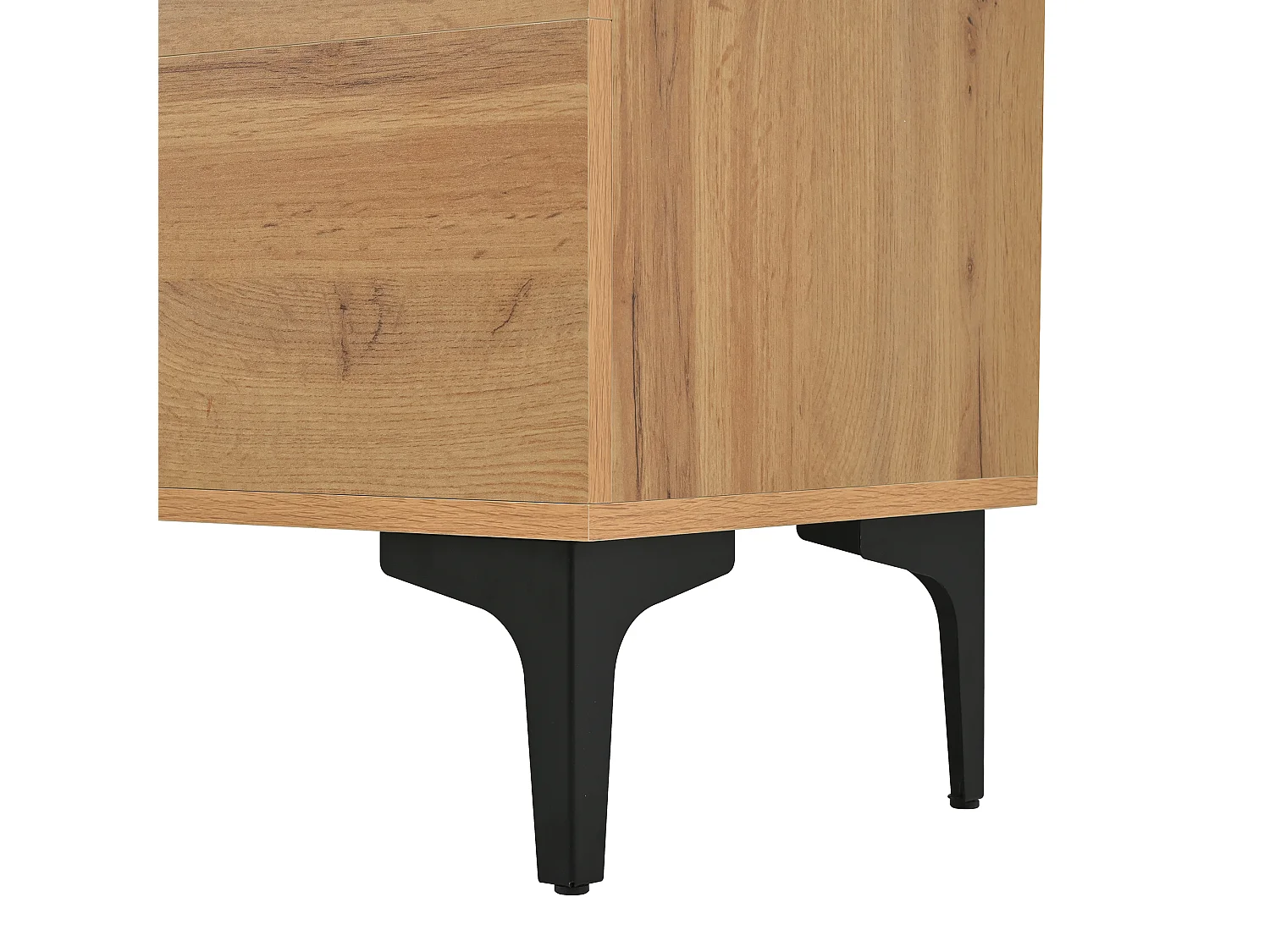 Dressoir met 3 lades en 2 deuren - Metalen poten - Licht naturel en zwart