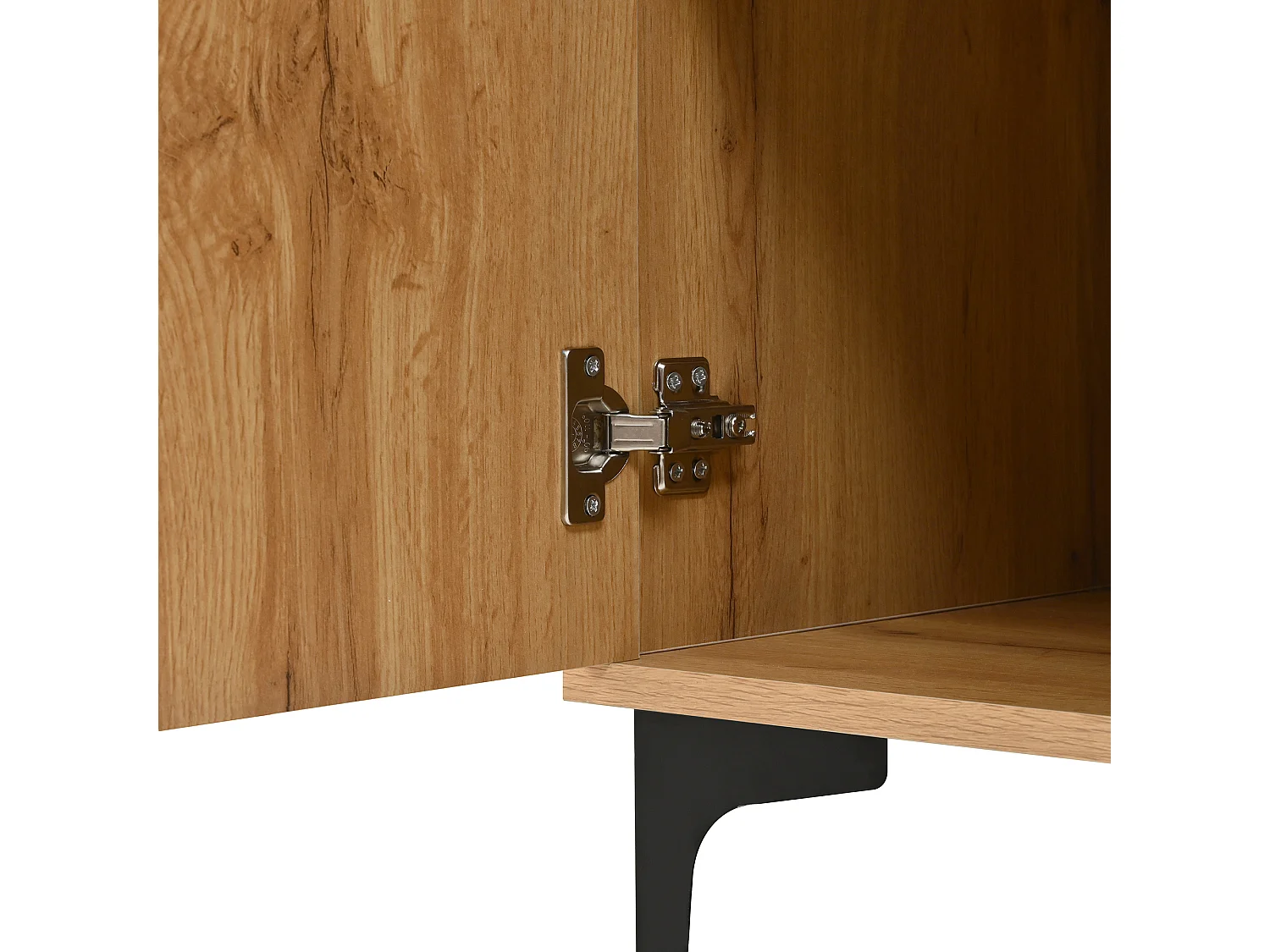 Dressoir met 3 lades en 2 deuren - Metalen poten - Licht naturel en zwart