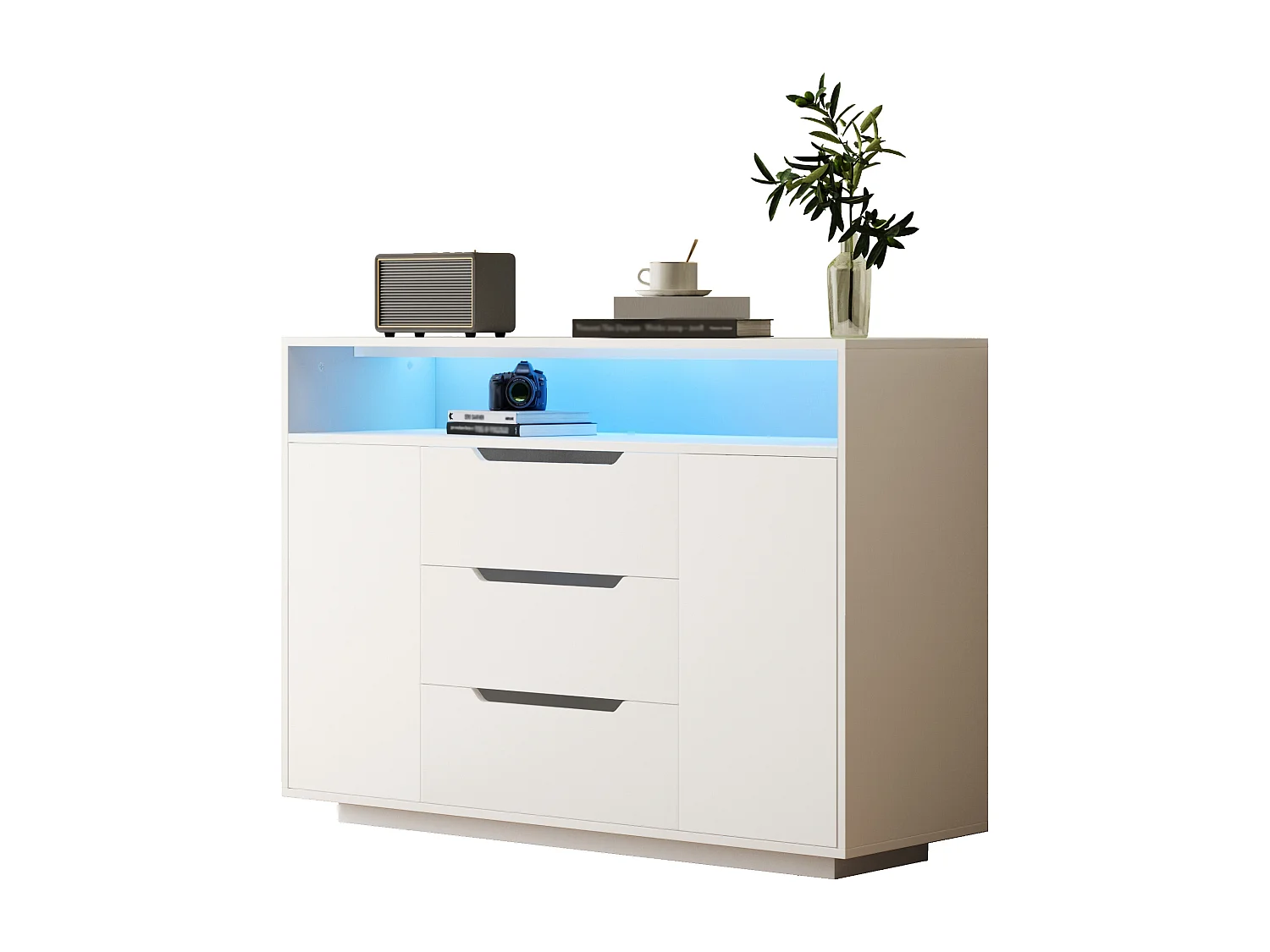 Dressoir met LED-verlichting, 3 lades en 2 deuren - Wit 120x40x85 cm