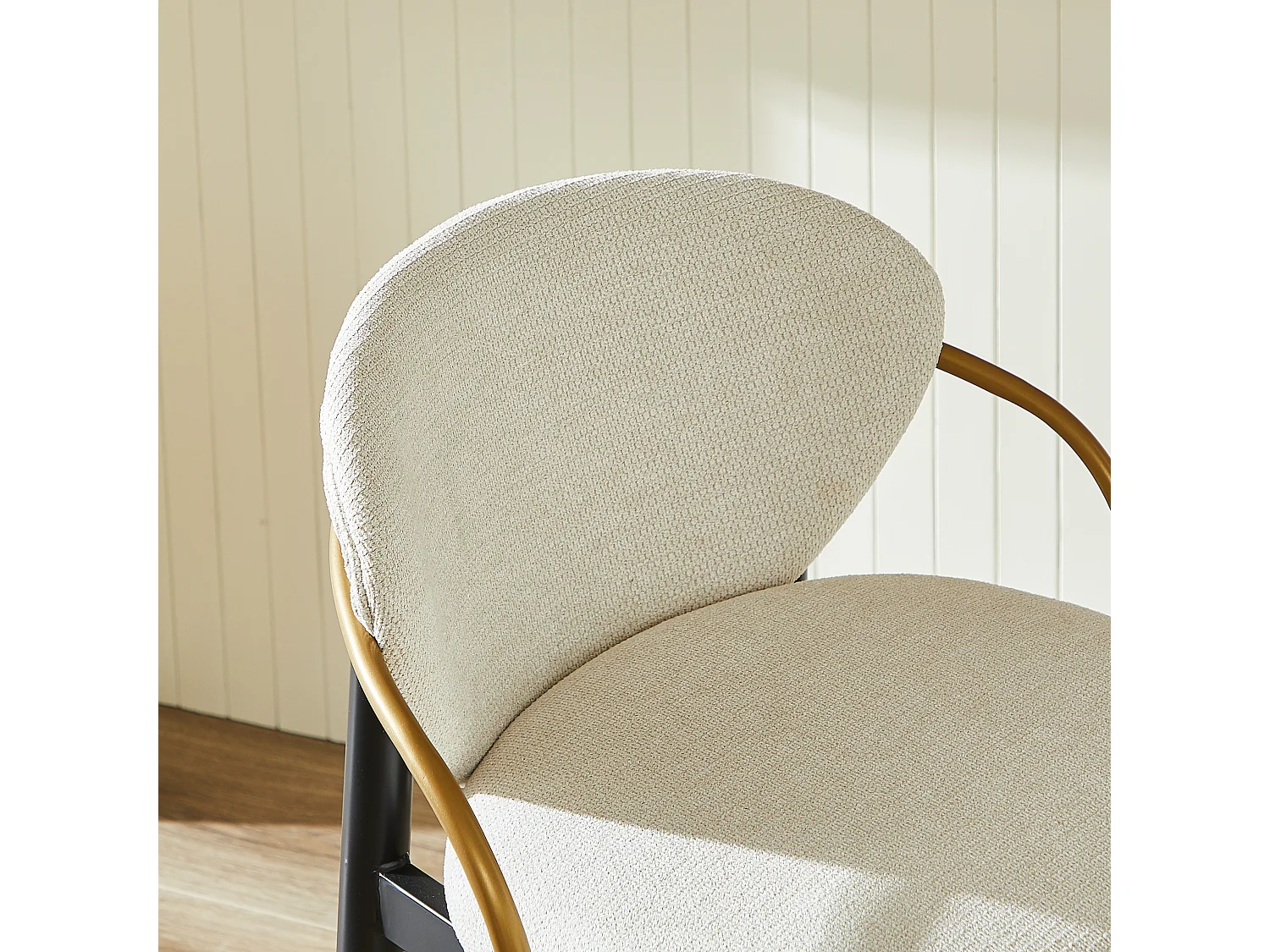 Lot de 2 tabourets de bar beige en tissu - Cadre en métal