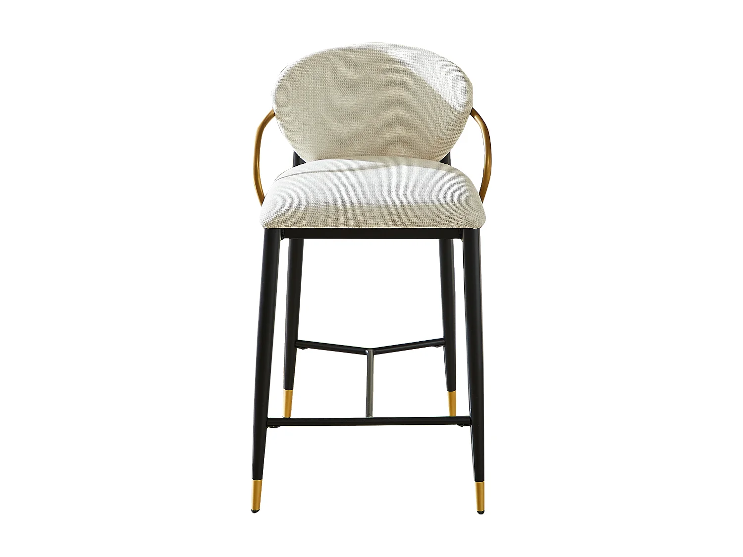Lot de 2 tabourets de bar beige en tissu - Cadre en métal