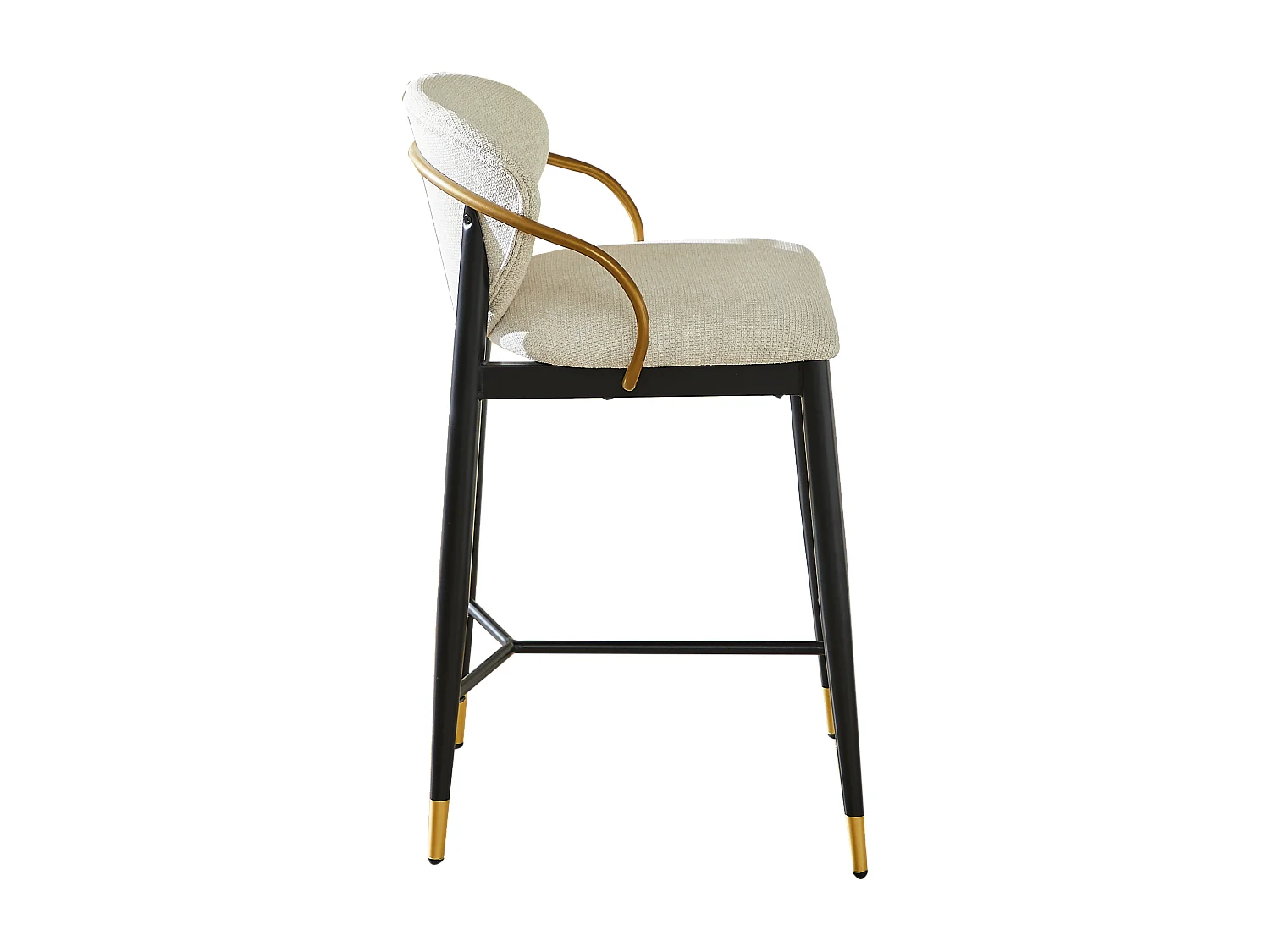 Lot de 2 tabourets de bar beige en tissu - Cadre en métal