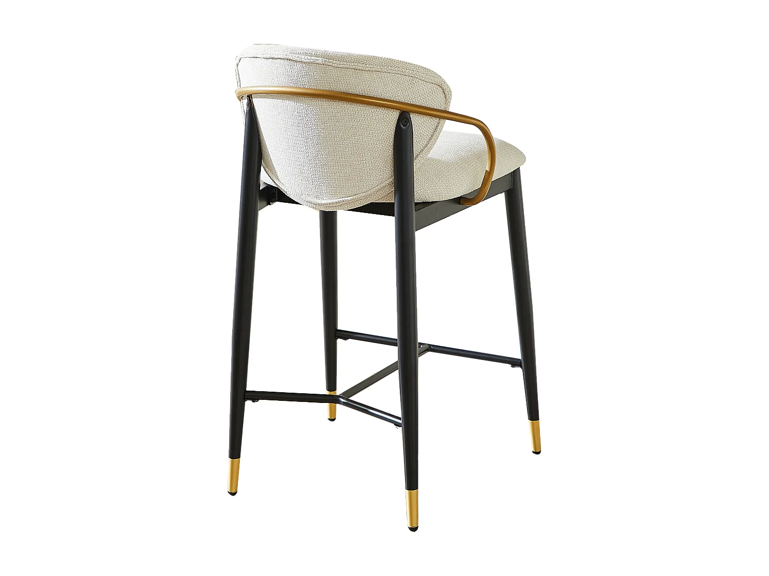 Lot de 2 tabourets de bar beige en tissu - Cadre en métal