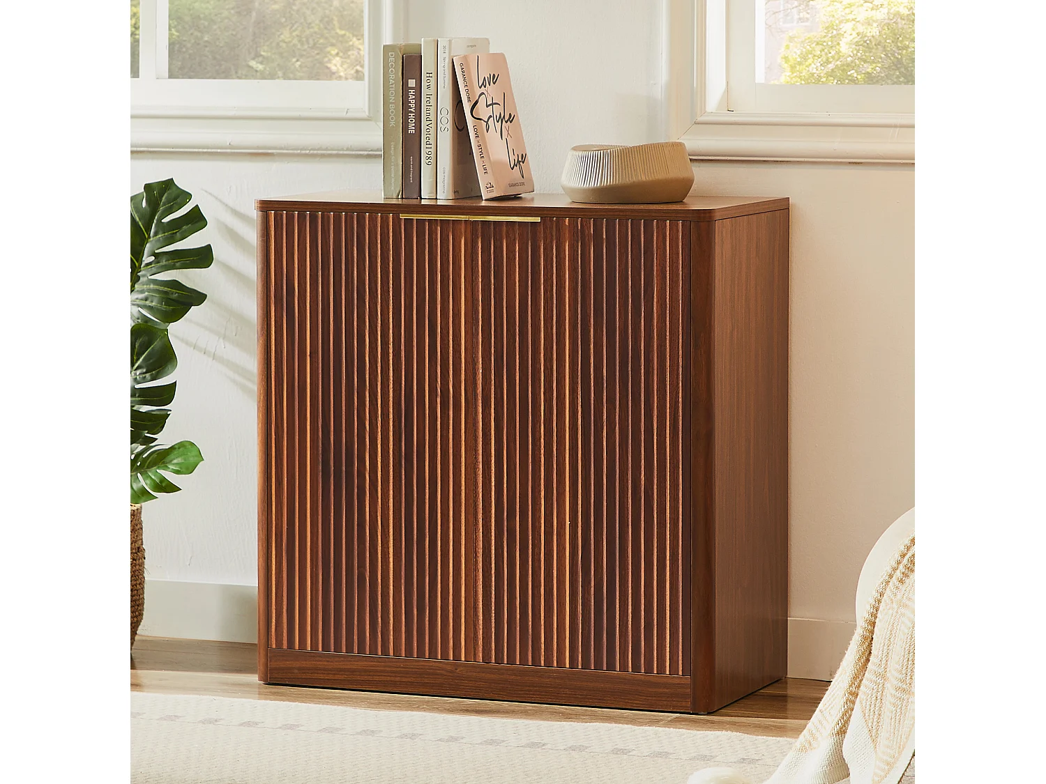 Modern dressoir met 2 deuren, 80 x 39,8 x 80 cm, bruin