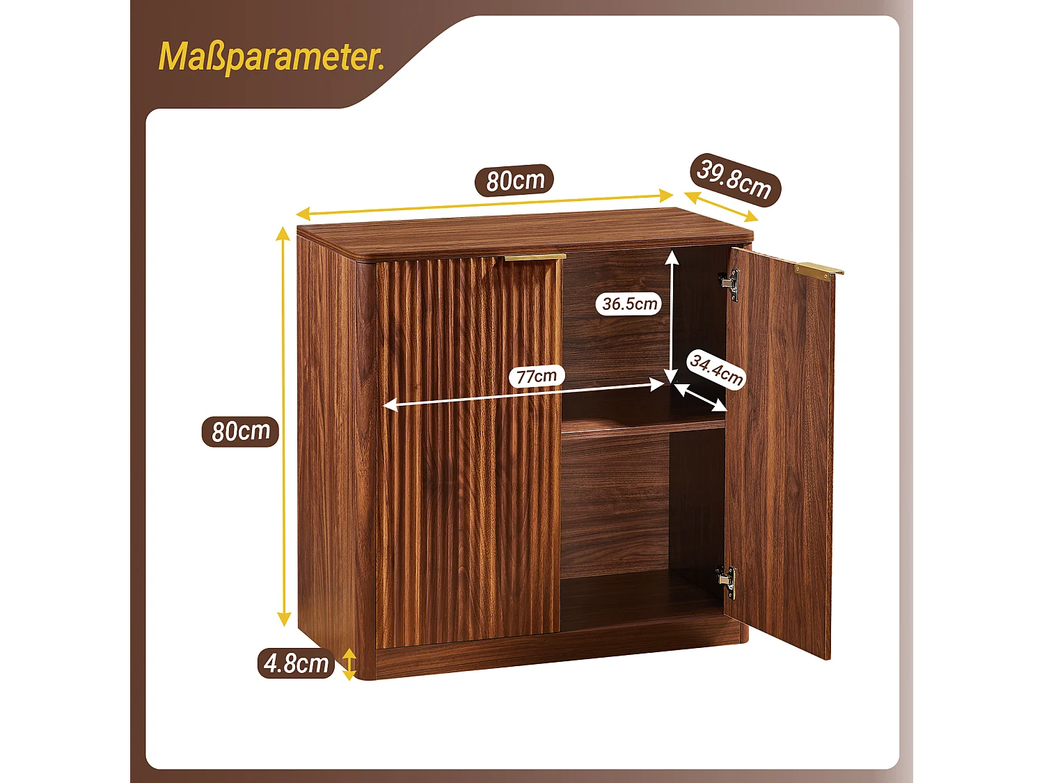 Modern dressoir met 2 deuren, 80 x 39,8 x 80 cm, bruin