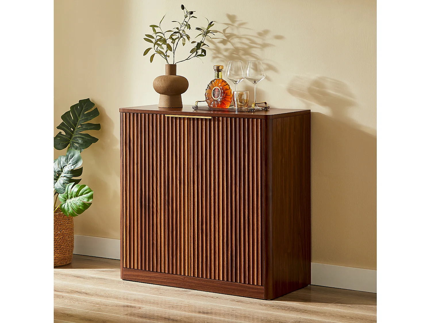 Modern dressoir met 2 deuren, 80 x 39,8 x 80 cm, bruin