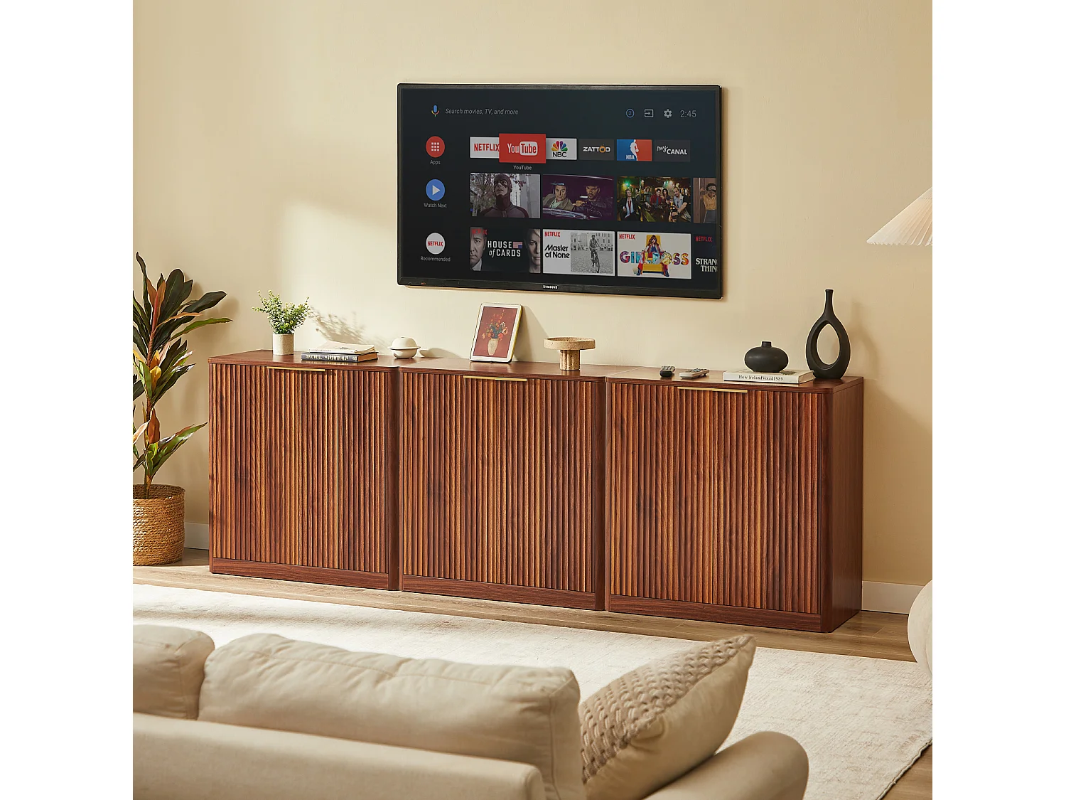 Modern dressoir met 2 deuren, 80 x 39,8 x 80 cm, bruin