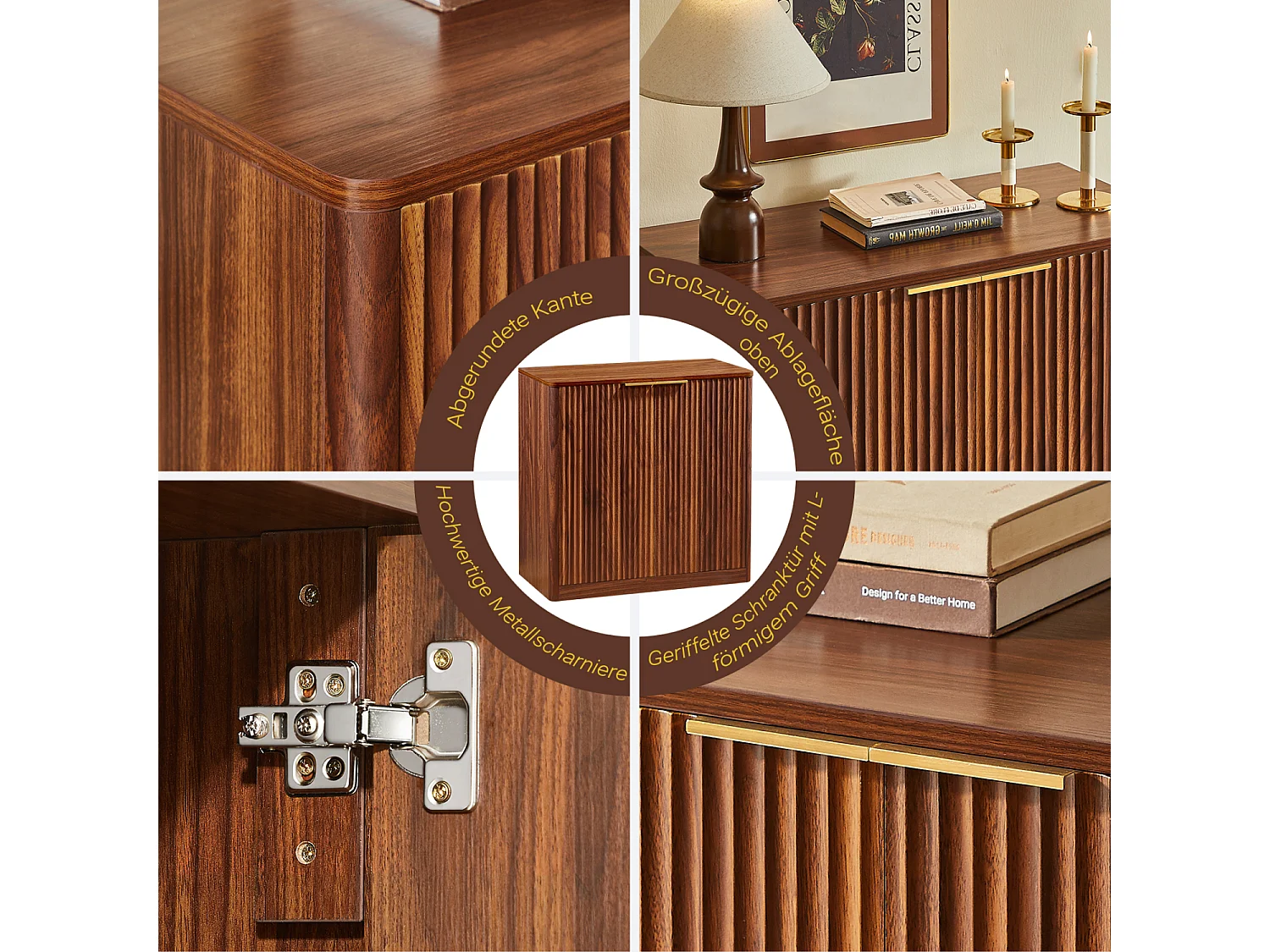 Modern dressoir met 2 deuren, 80 x 39,8 x 80 cm, bruin