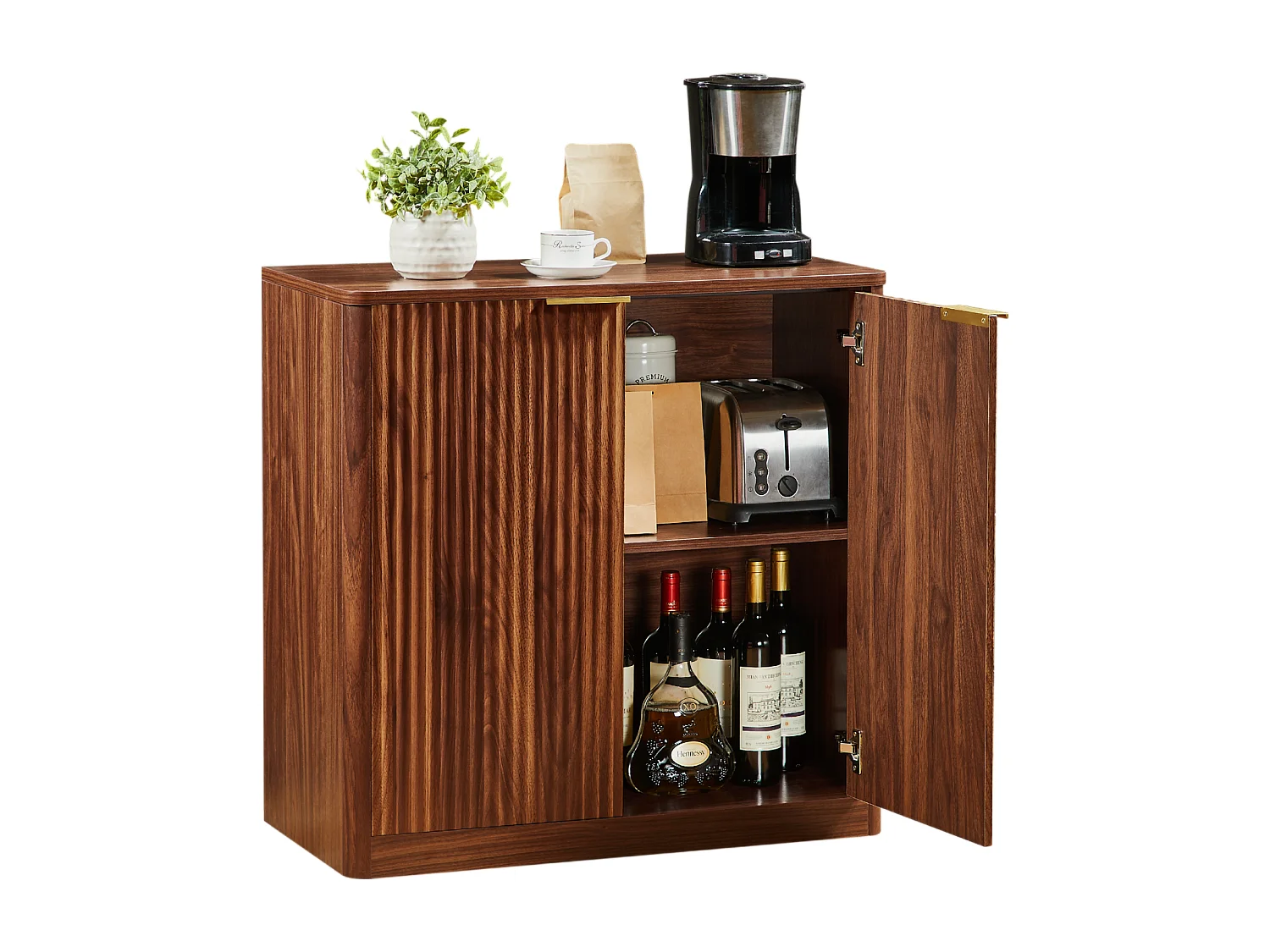 Modern dressoir met 2 deuren, 80 x 39,8 x 80 cm, bruin