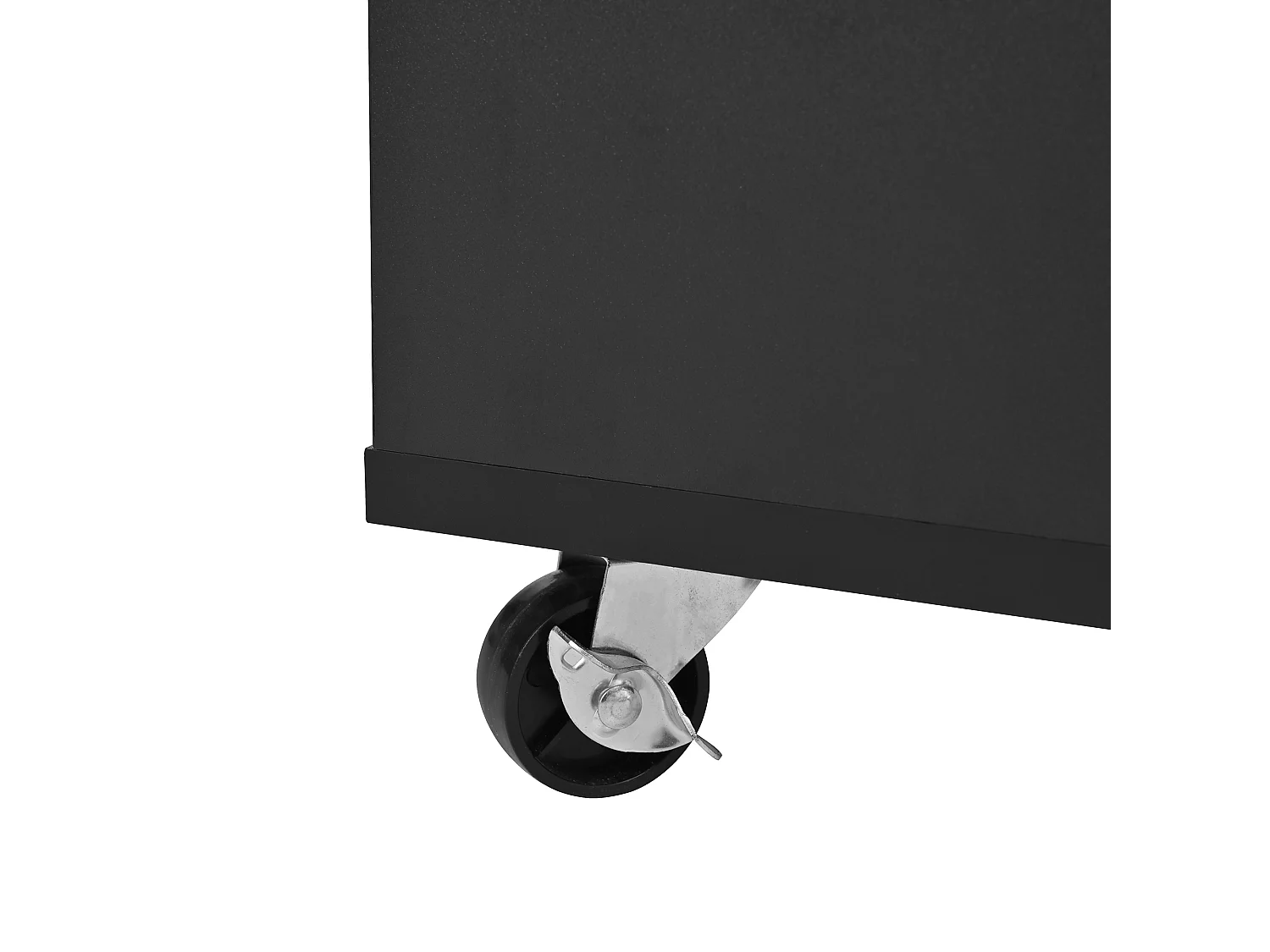 Isla de cocina negra con ruedas, 2 cajones y toma de corriente - Carro de servicio negro con superficie extensible 120x40-70 cm