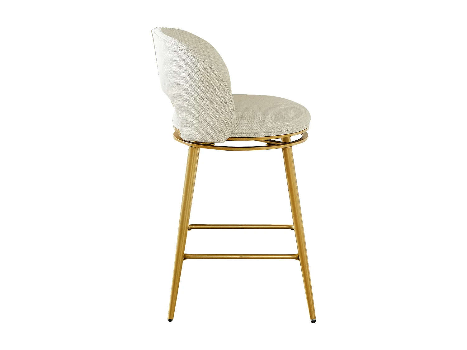 Set van 2 draaibare barkrukken in beige chenillestof - Goudkleurig metalen frame