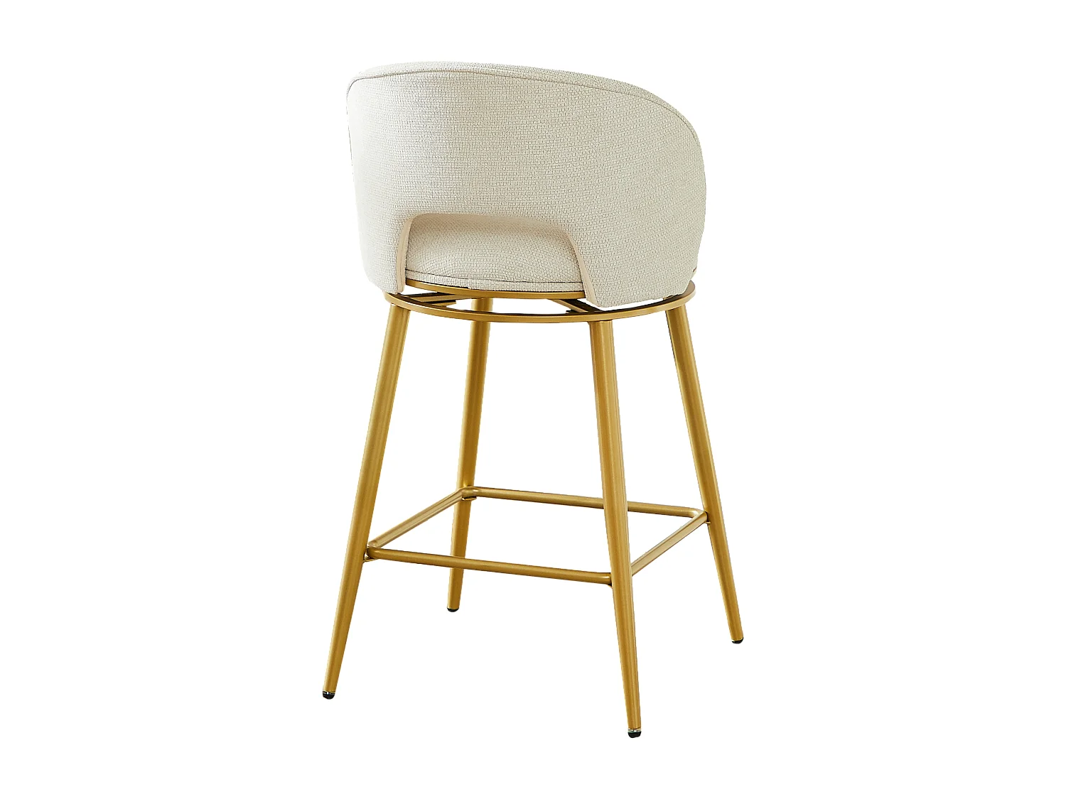 Set van 2 draaibare barkrukken in beige chenillestof - Goudkleurig metalen frame