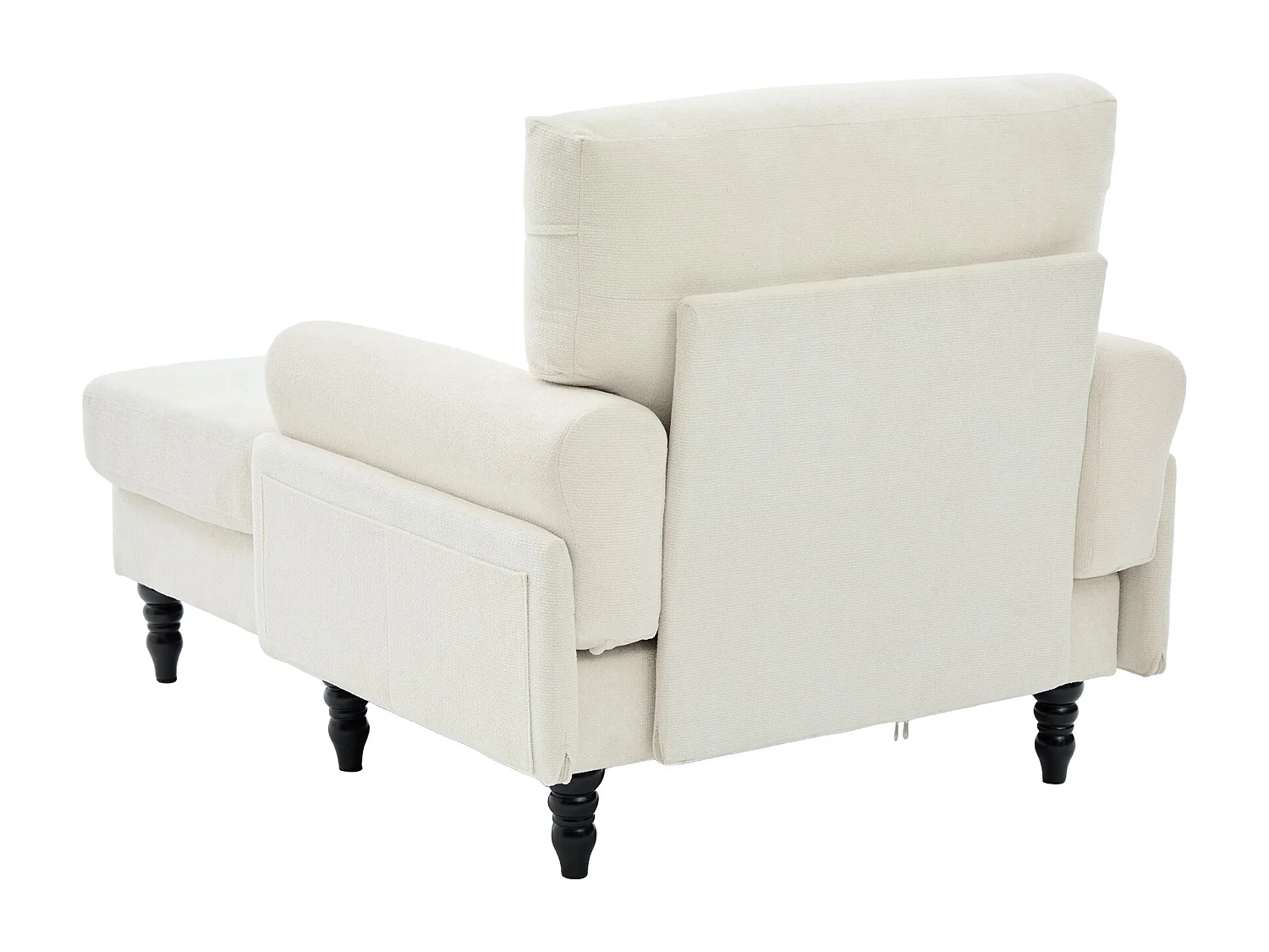 Fauteuil relax en tissu chenille beige - Avec poches latérales