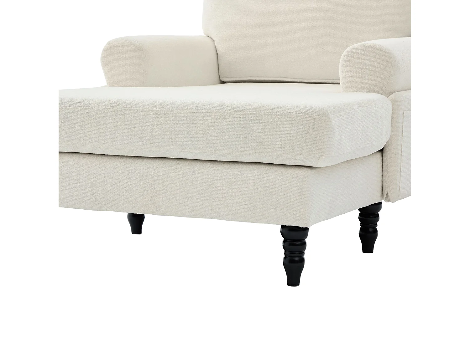 Fauteuil relax en tissu chenille beige - Avec poches latérales