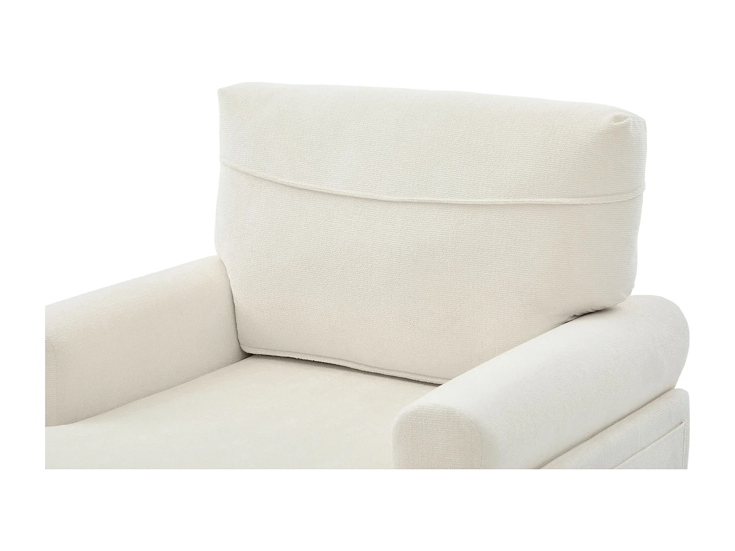 Fauteuil relax en tissu chenille beige - Avec poches latérales