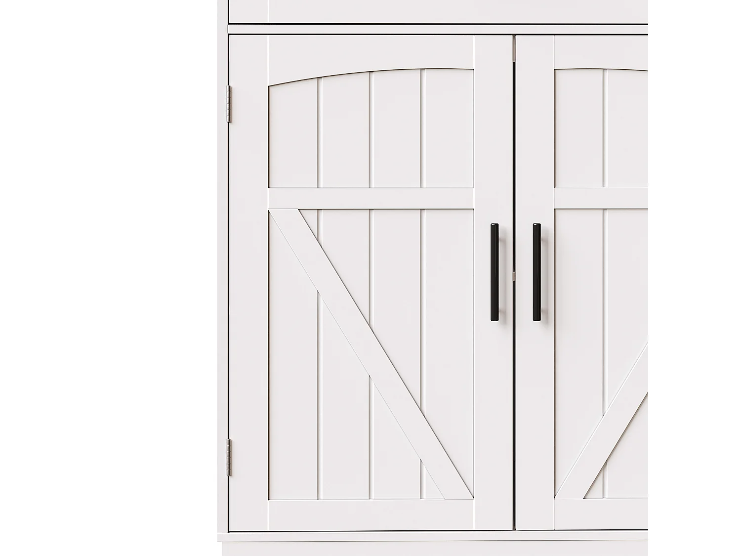 Credenza da cucina 110x38x180 cm con illuminazione a LED, presa elettrica, 5 ante e 1 cassetto - Bianco