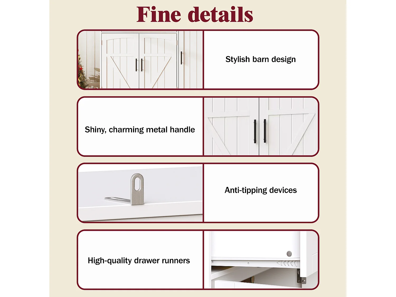 Credenza da cucina 110x38x180 cm con illuminazione a LED, presa elettrica, 5 ante e 1 cassetto - Bianco