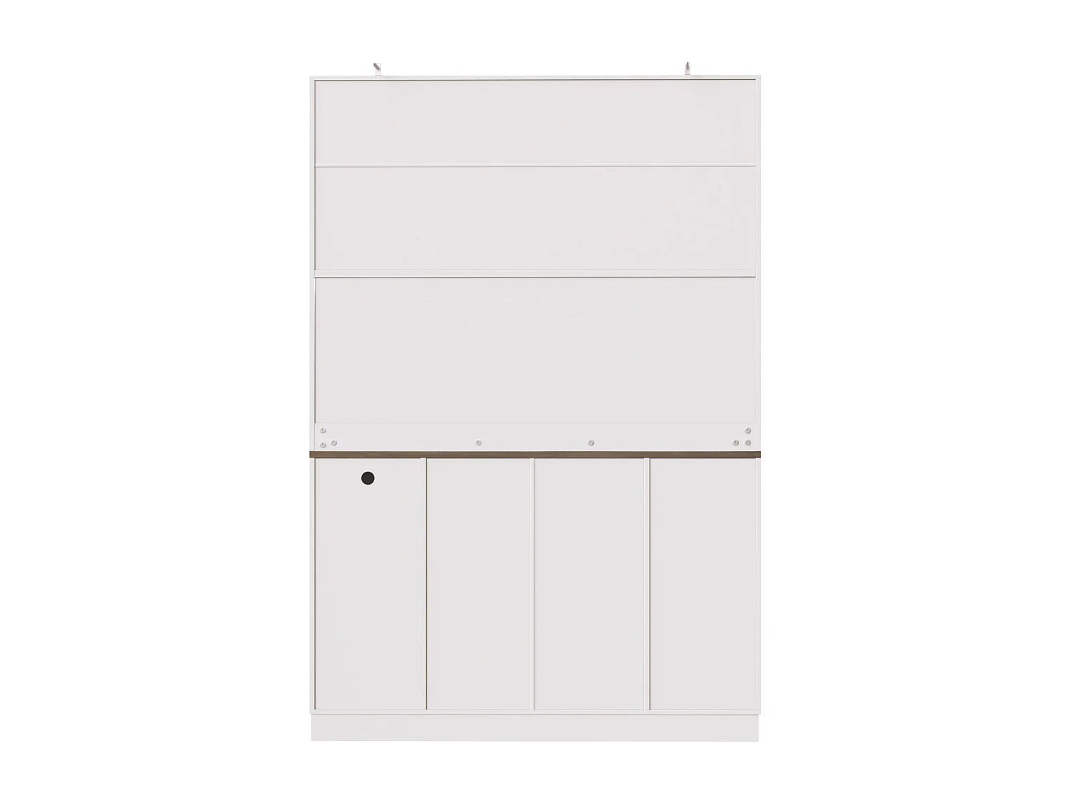Credenza da cucina con illuminazione a LED e presa elettrica, 6 ante, 2 cassetti - Bianco