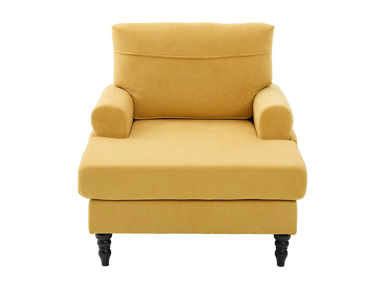 Fauteuil relax en tissu chenille jaune moutarde - Avec poches latérales