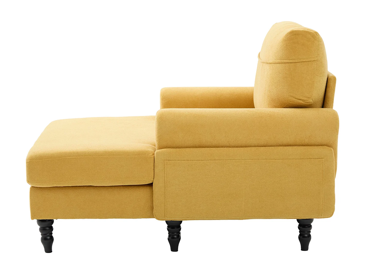Fauteuil relax en tissu chenille jaune moutarde - Avec poches latérales