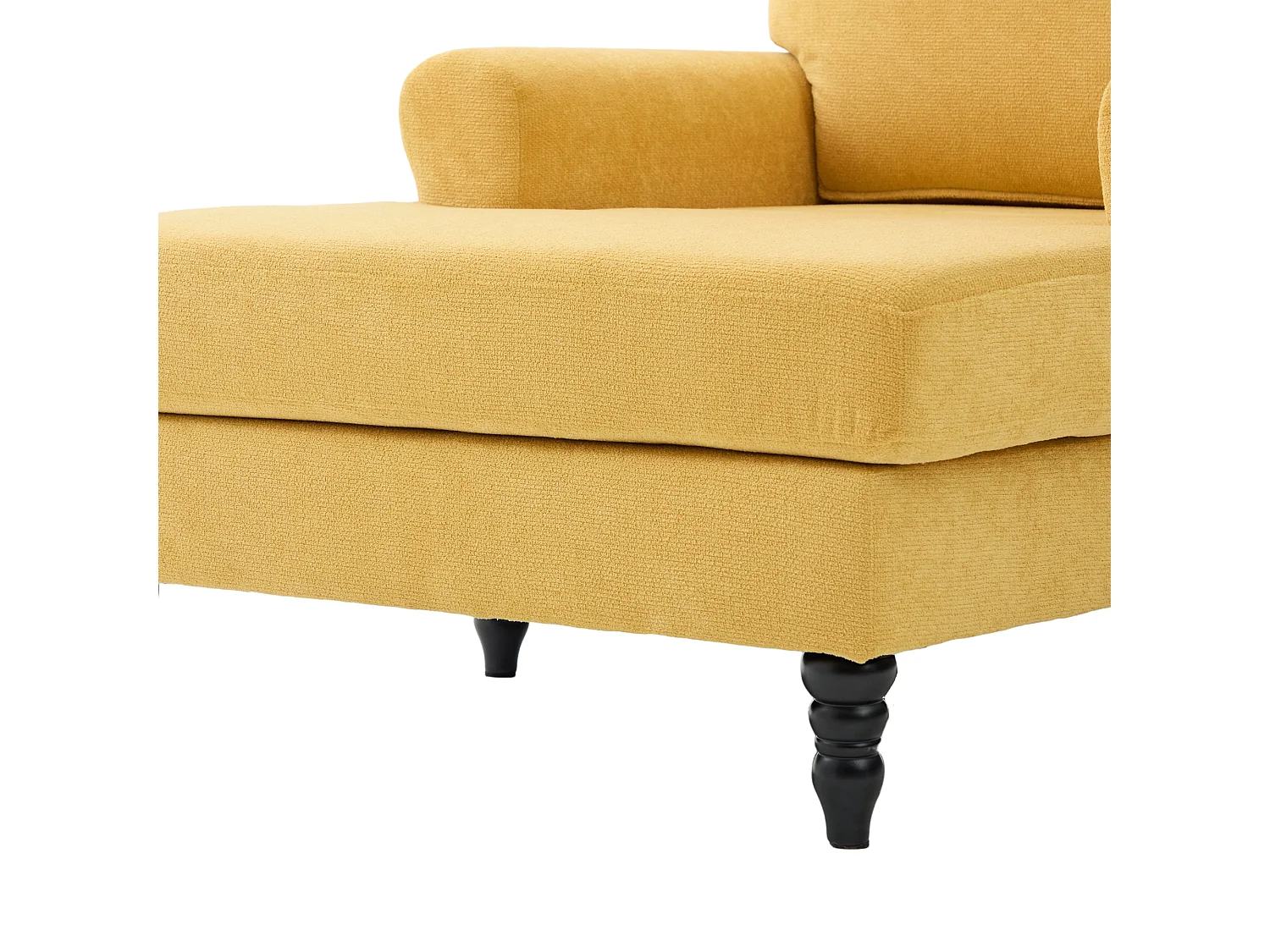 Fauteuil relax en tissu chenille jaune moutarde - Avec poches latérales