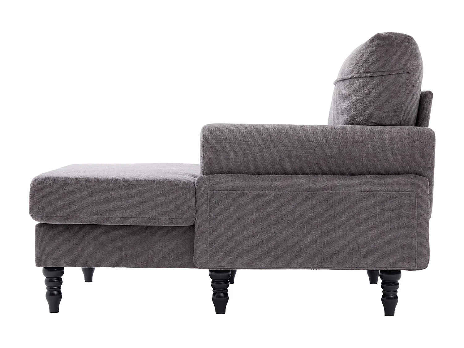 Fauteuil relax en tissu chenille gris foncé - Avec poches latérales