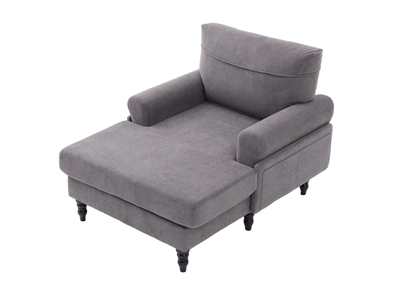 Fauteuil relax en tissu chenille gris foncé - Avec poches latérales