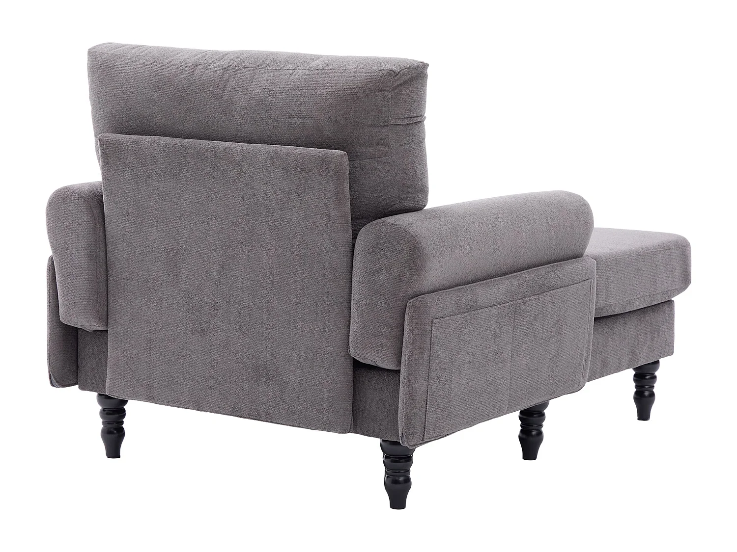 Fauteuil relax en tissu chenille gris foncé - Avec poches latérales