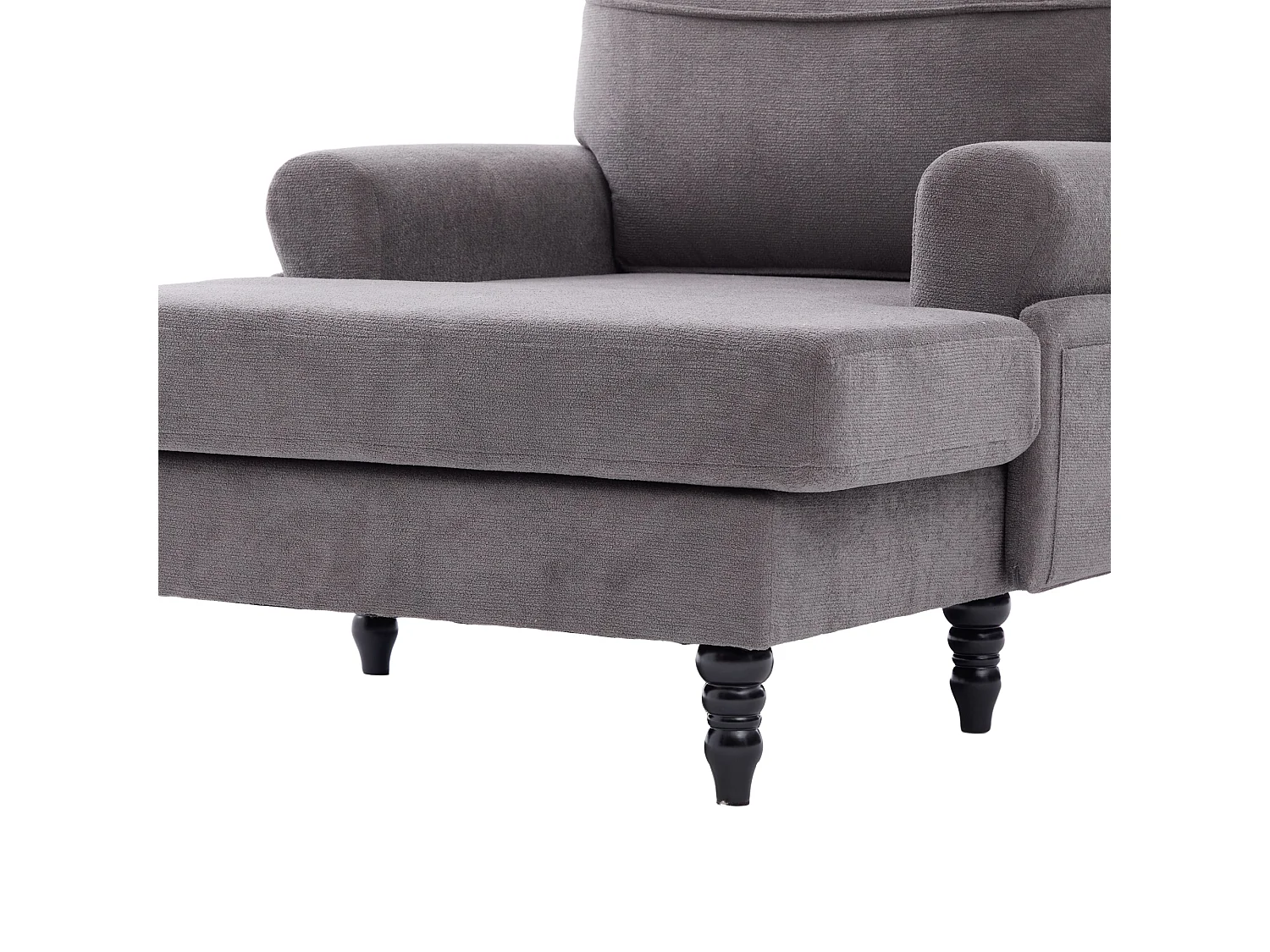 Fauteuil relax en tissu chenille gris foncé - Avec poches latérales