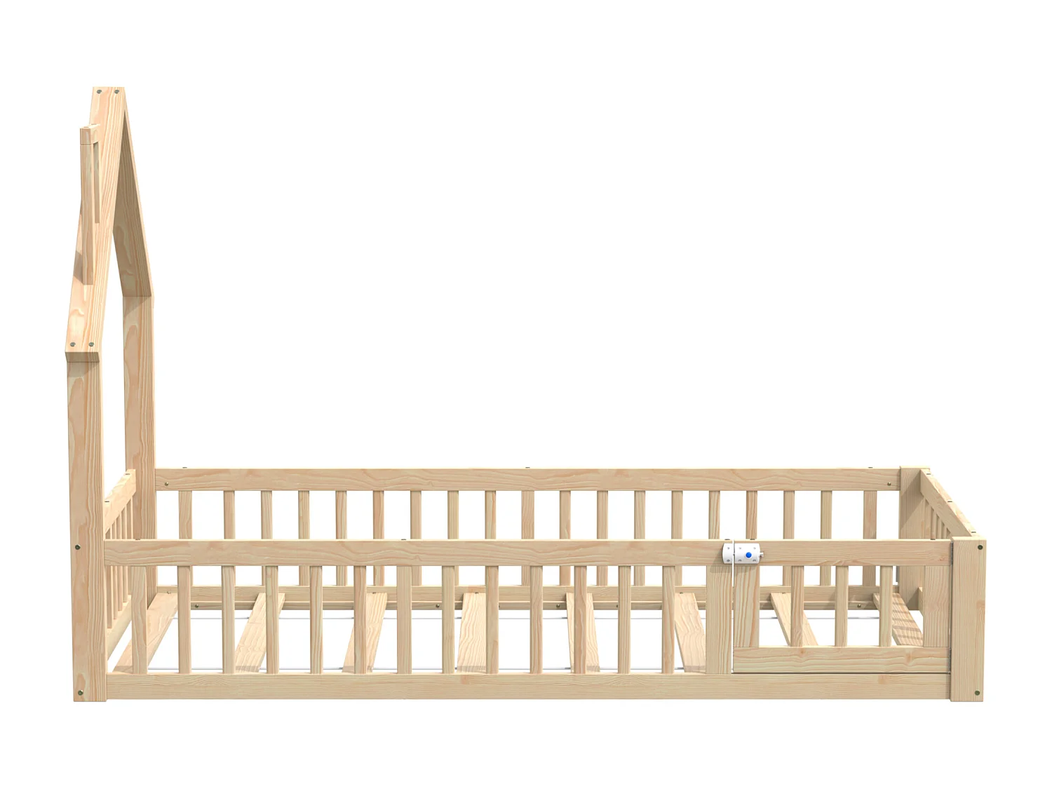 Lit cabane enfant 90 x 200 cm en forme de cheminée - Bois en pin et MDF - Naturel clair