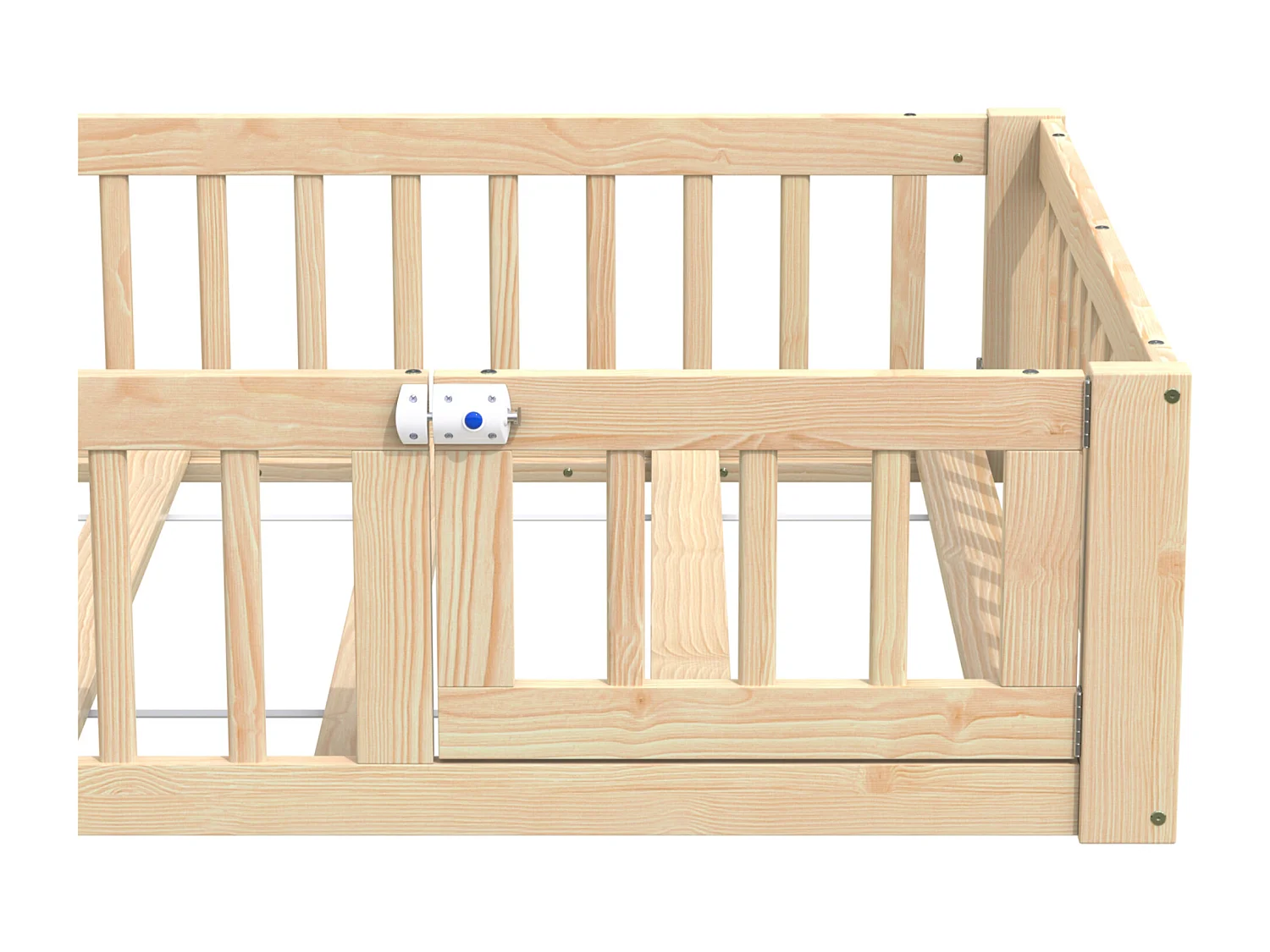 Lit cabane enfant 90 x 200 cm en forme de cheminée - Bois en pin et MDF - Naturel clair