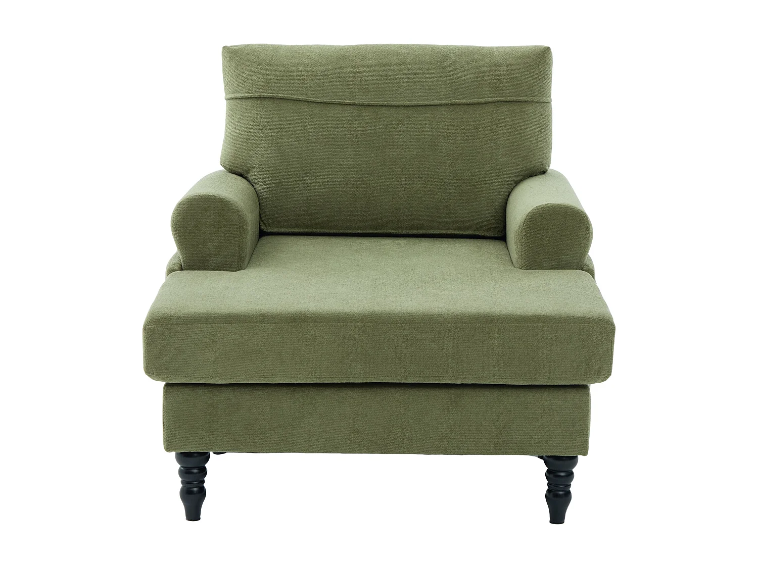 Fauteuil relax en tissu chenille vert olive - Avec poches latérales