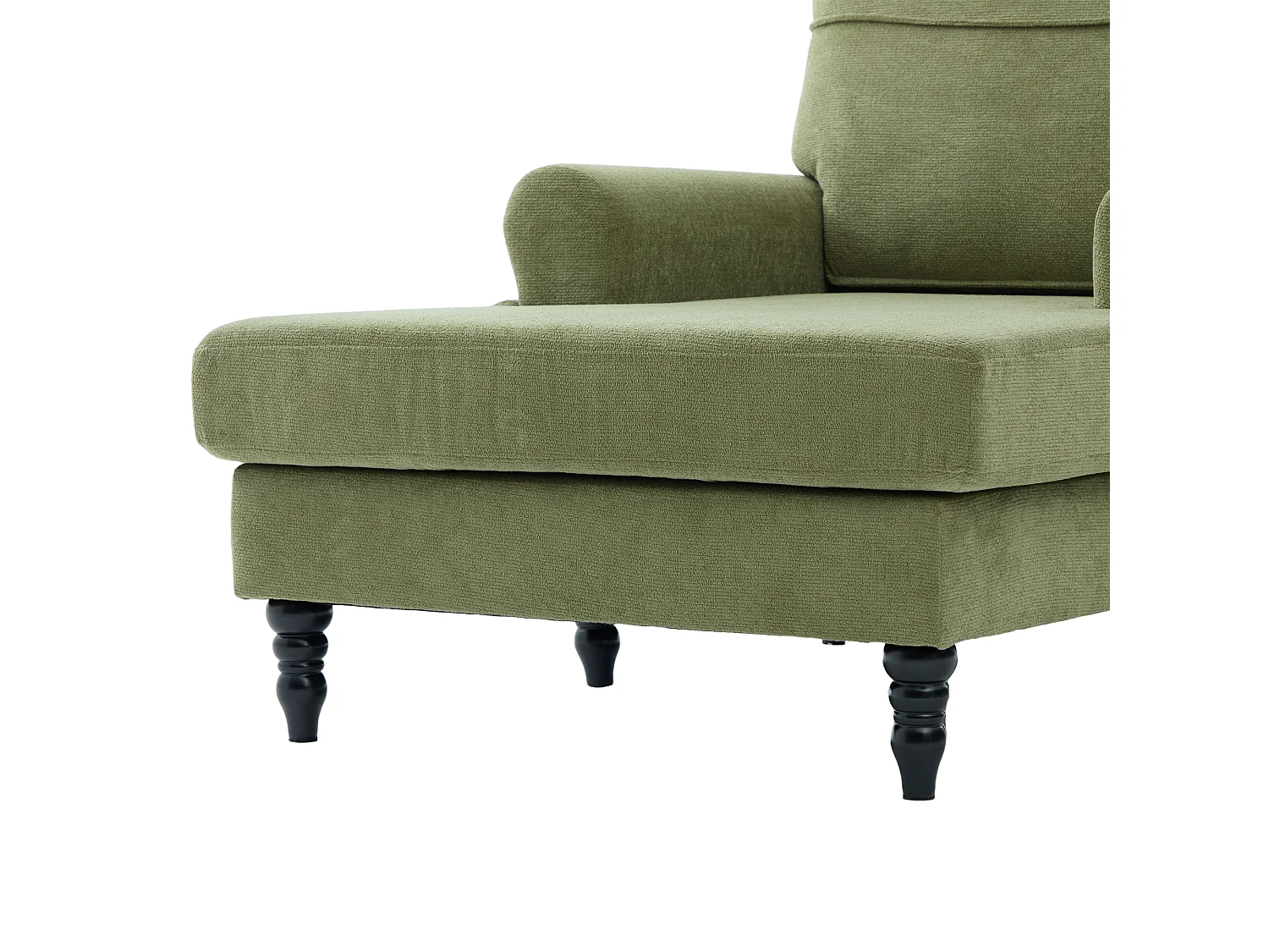 Fauteuil relax en tissu chenille vert olive - Avec poches latérales