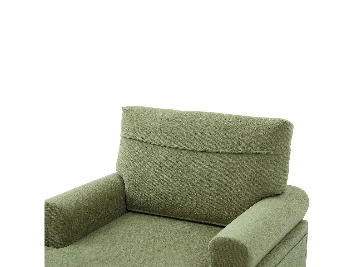 Fauteuil relax en tissu chenille vert olive - Avec poches latérales