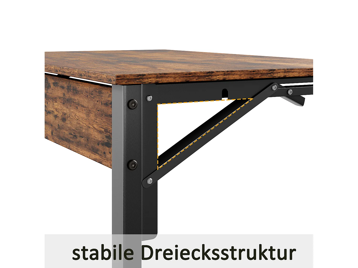 Opklapbare bijzettafels - Zwart metaal en rustiek bruin hout