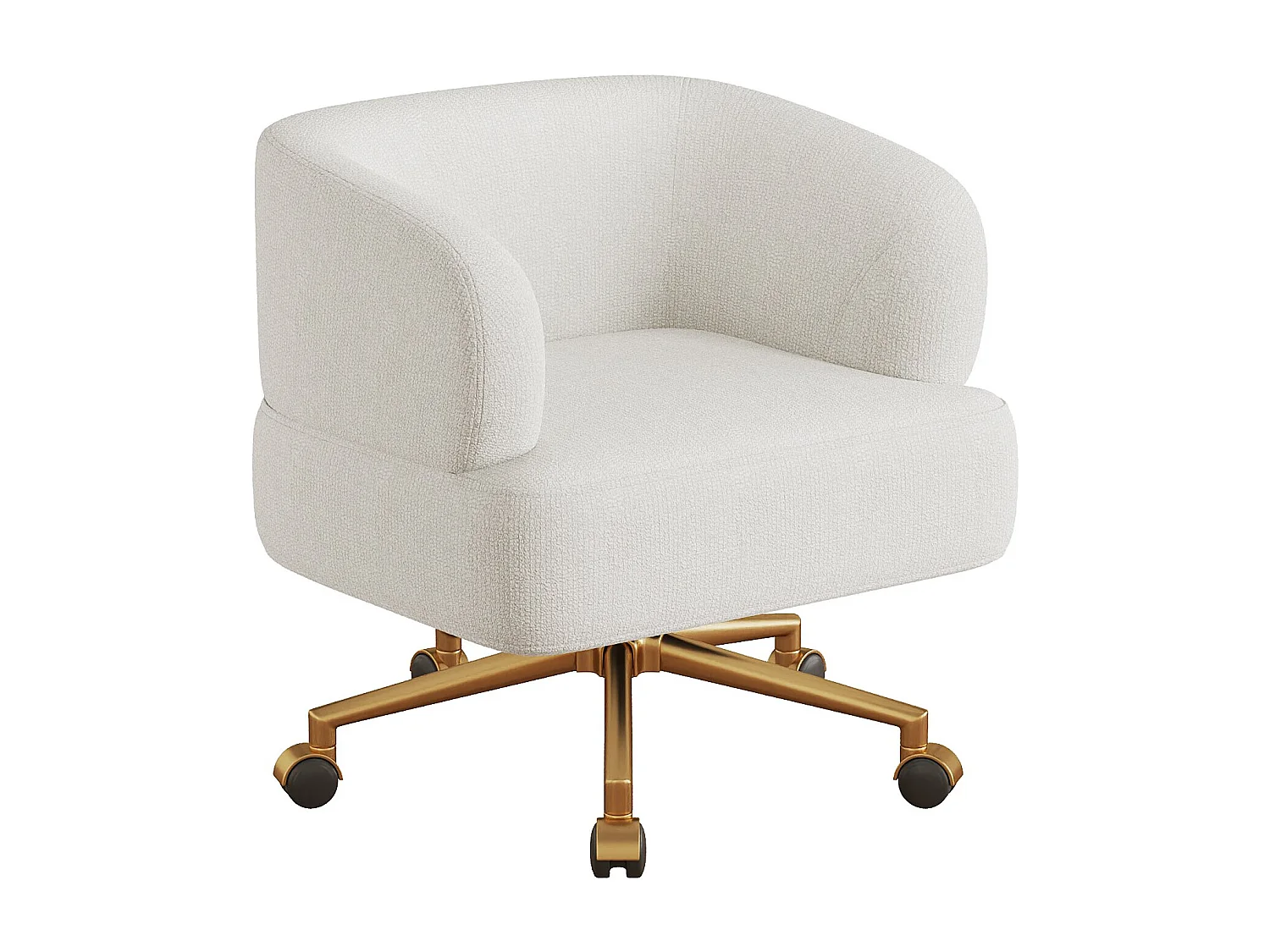 Draaibare fauteuil in beige chenille met een zitkussen van 20 cm, 71x60x71 cm